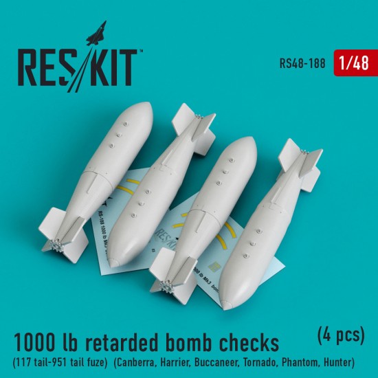 1/48 1000 lb Retarded Bomb Checks (4pcs, 117-951 tail fuze)