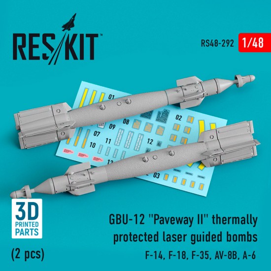 1/48 GBU 12 Bomb Thermally Protected (2pcs) for F-14B/14D/18/35B/35C, AV-8B/6