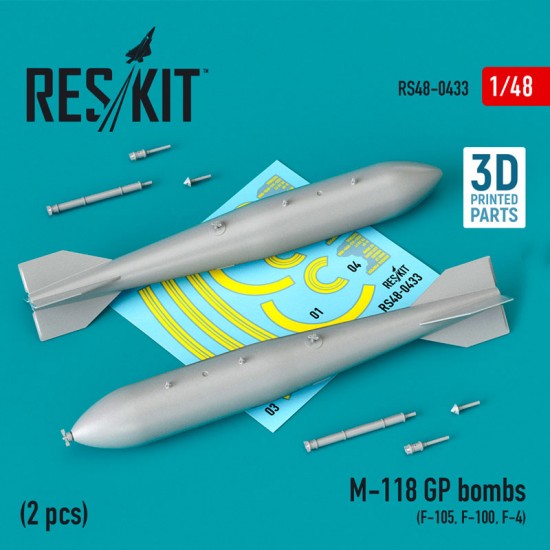 1/48 M-118 GP Bombs (2pcs) for F-105, F-100, F-4 (3D Printing)