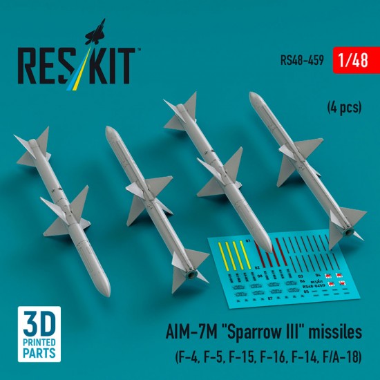 1/48 AIM-7M Sparrow III Missiles (4pcs) for F-4/5/15/16/14, F/A-18