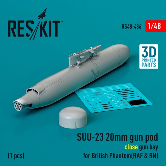 1/48 Suu-23 20mm Gun Pod (Close Gun Bay) for RAF RN British Phantom (1pc)