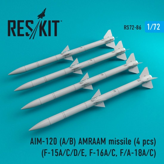 1/72 F-15A/C/D/E, F-16A/C, F/A-18A/C AIM-120 A/B AMRAAM Missile (4pcs)