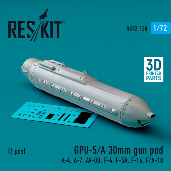 1/72 GPU-5/A 30mm Gun Pod (1pc) for A-4/ A-7/ AV-8B/ F-4/ F-5A/ F-16/ F/A-18