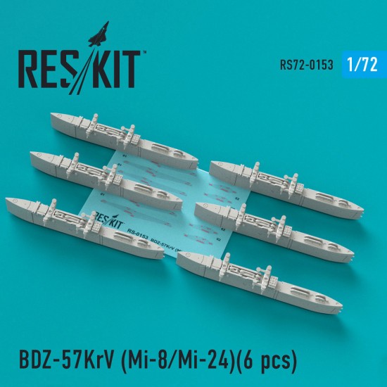 1/72 Mi-8/24 BDZ-57KrV Racks (6pcs) for Zvezda/Hobby Boss/Italeri/Bilek/Eduard/Revell