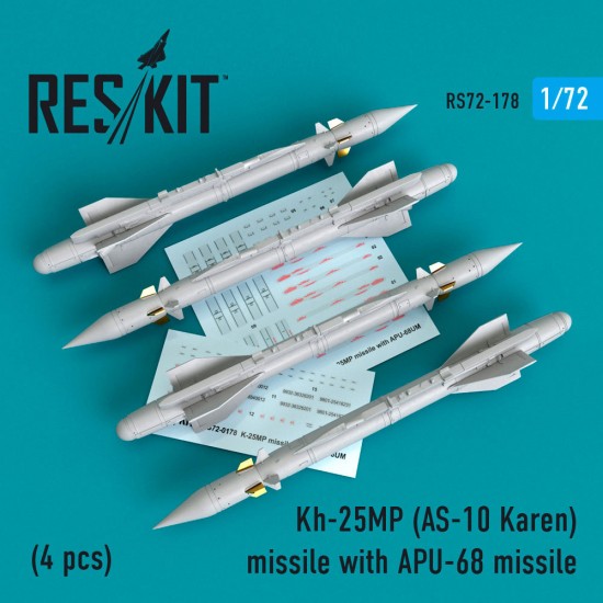 1/72 Mikoyan-Gurevich MiG-23/27/Su-17/24/25 Kh-25MP(AS-10 Karen) Missile w/APU-68 (4pcs)