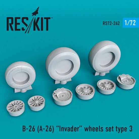 1/72 Douglas B-26 (A-26) Invader Wheels set Type 3 for Italeri kits