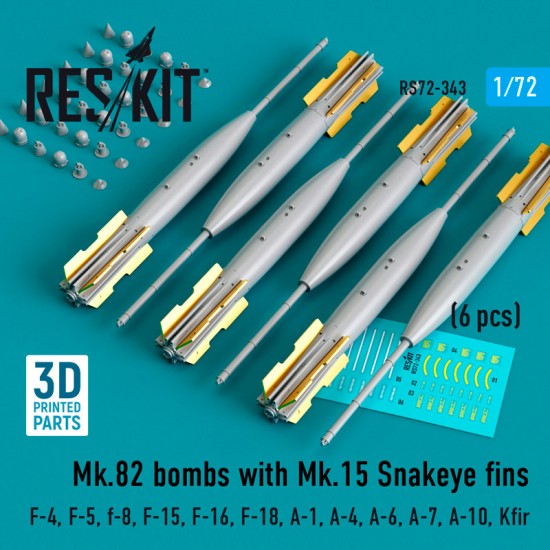 1/72 Mk.82 Bombs w/Mk.15 Snakeye Fins (4pcs) for Airfix/FineMolds