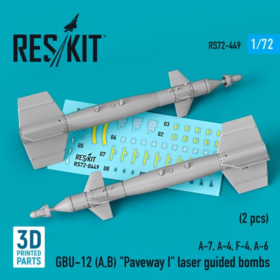 1/72 GBU-12 (A,B) Paveway I Laser Guided Bombs (2pcs) for A-7, A-4, F-4, A-6