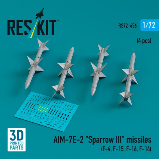 1/72 AIM-7E-2 Sparrow III Missiles (4pcs) for F-4, F-15, F-16, F-14