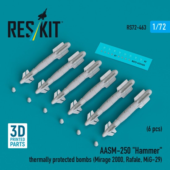 1/72 AASM-250 Hammer Thermally Protected Bombs (6pcs) for Mirage 2000, Rafale, MiG-29