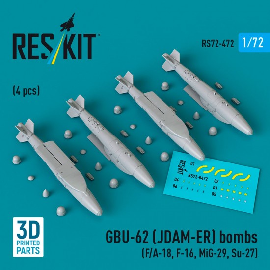 1/72 GBU-62 (JDAM-ER) Bombs (4pcs) for F/A-18, F-16, MiG-29, Su-27