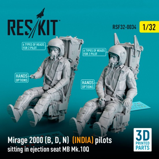 1/32 Mirage 2000 (B, D, N) (INDIA) Pilots Sitting in Ejection Seat MB Mk.10Q (2 pcs)