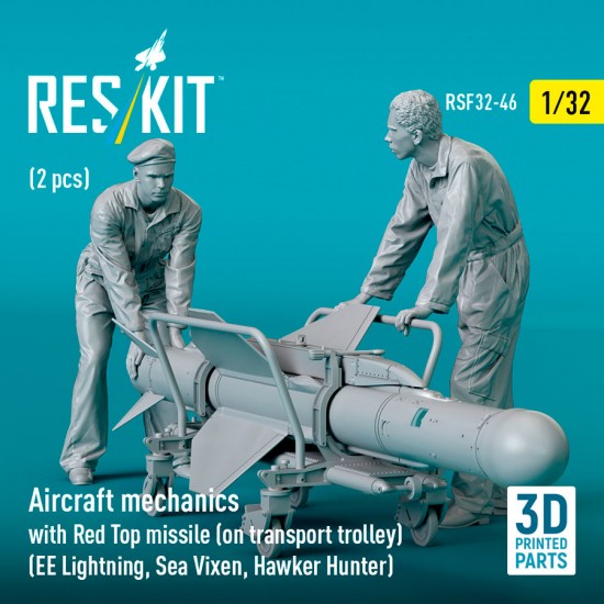 1/32 Aircraft Mechanics with Red Top Missile on Transport Trolley) (2 figures)