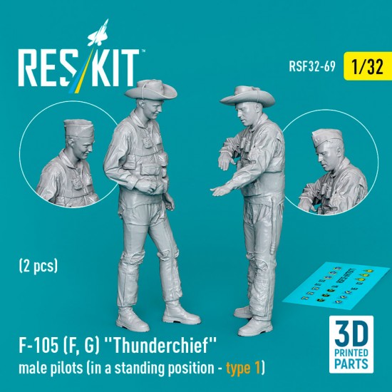 1/32 F-105 (F, G) Thunderchief Male Pilots (in a standing position - type 1, 2pcs)