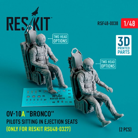 1/48 OV-10A Bronco Pilots Sitting in Ejection Seats for RSU48-0327 (2pcs, 3D Printed)