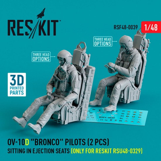 1/48 OV-10D Bronco Pilots Sitting in Ejection Seats for RSU48-0329 (2pcs, 3D Printed)