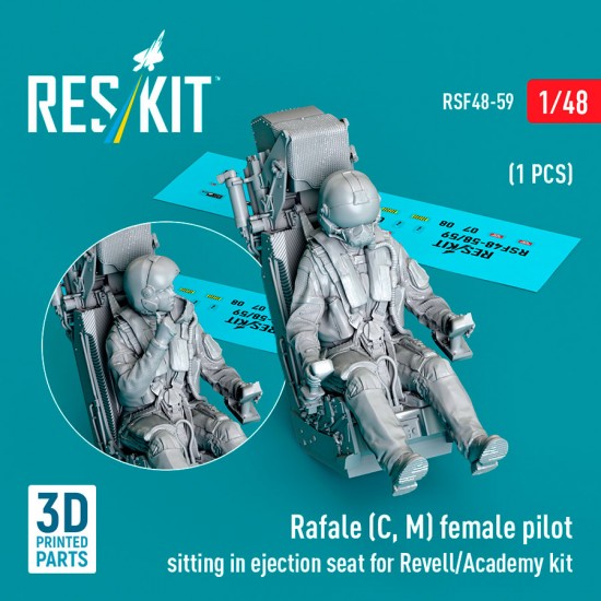 1/48 Rafale (C, M) Female Pilot Sitting in Ejection Seat for Revell/Academy kit (1pc)