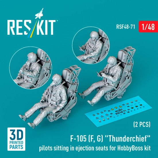 1/48 F-105 (F, G) Thunderchief Pilots Sitting in Ejection Seats for HobbyBoss kit (2pcs)