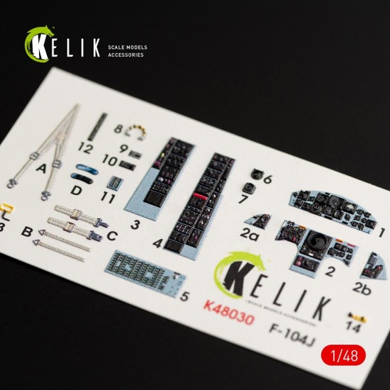 1/48 Lockheed F-104J Starfighter Interior 3D Decals for Kinetic Kit