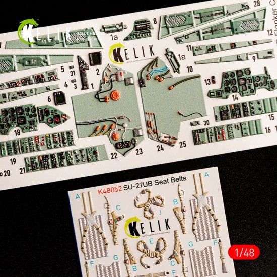 1/48 SU-27UB Flanker Interior Details on 3D Decals for GWH kit