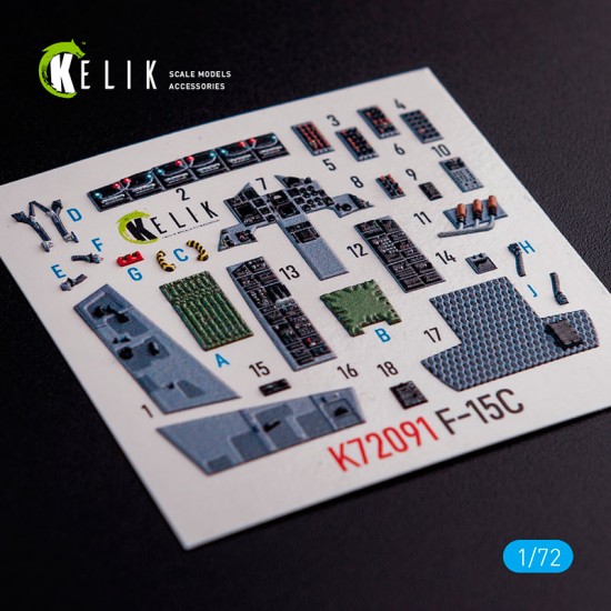 1/72 F-15C Interior 3D Decals for FineMolds kit