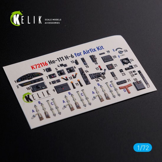 1/72 He-111 H6 Interior 3D Decals for Airfix Kit