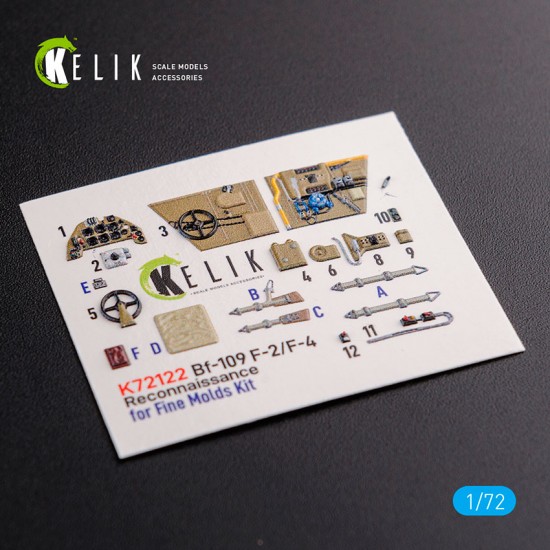 1/72 Messerschmitt Bf 109-F2/F4 Reconnaissance Interior 3D Decals for Fine Molds