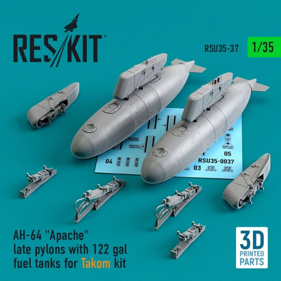 1/35 AH-64 "Apache" Late Pylons w/122 gal Fuel Tanks for Takom (3D Printing)