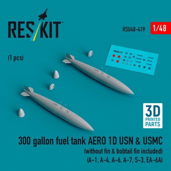 1/48 300 Gallon Fuel Tank Aero 1D USN And USMC (2pcs) for A-1, A-4, A-6, A-7, S-3, Ea-6A