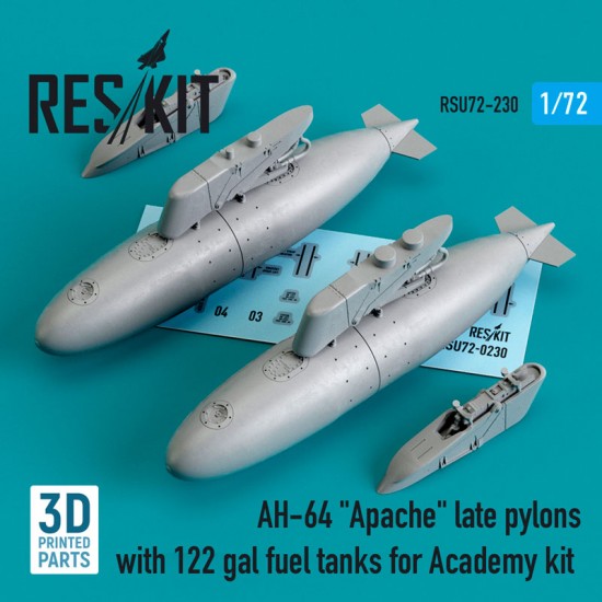 1/72 AH-64 Apache Late Pylons with 122 gal Fuel Tanks for Academy kit