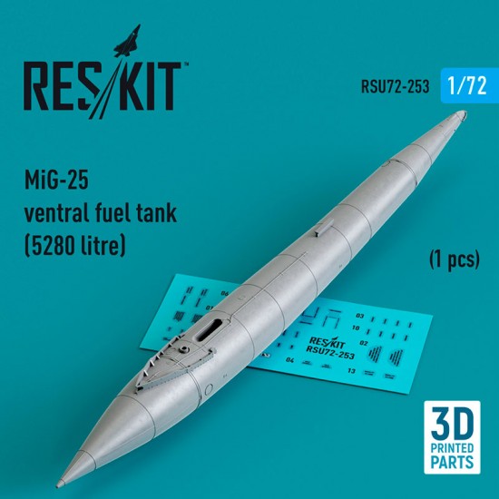 1/72 MiG-25 Ventral Fuel Tank 5280 litre (1pc, 3D Printed)