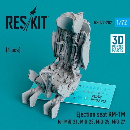 1/72 MiG-21, MiG-23, MiG-25, MiG-27 Ejection Seat KM-1M (1pc, 3D Printed)