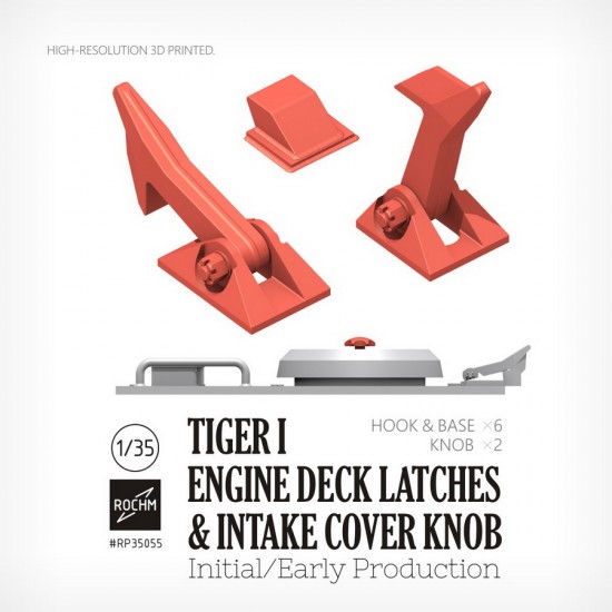 1/35 Tiger I Engine Deck Latches & Intake Cover Knob Initial/Early