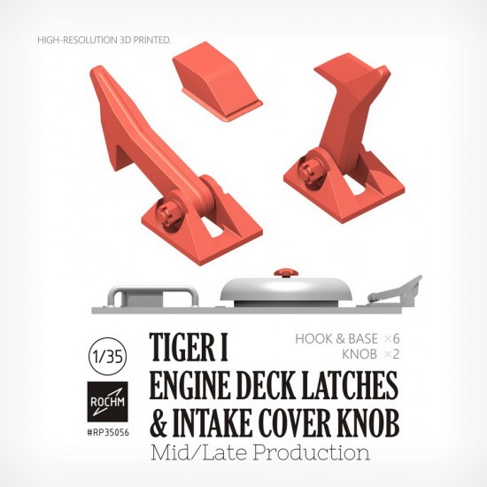 1/35 Tiger I Engine Deck Latches & Intake Cover Knob Mid/Late