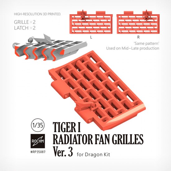 1/35 Tiger I Radiator Fan Grilles Ver. 3 for Dragon kits