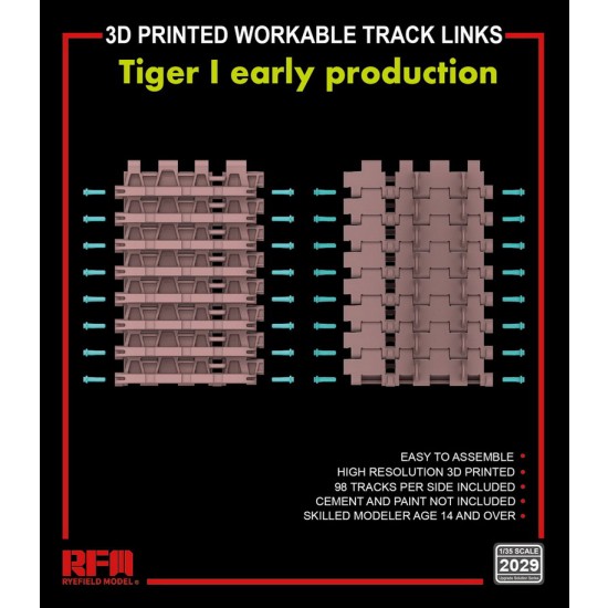 1/35 Tiger I Early 3D Printed Workable Track Links