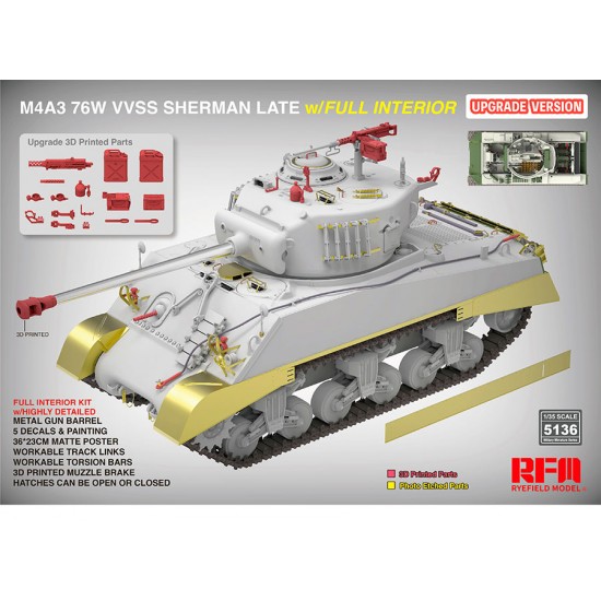 1/35 M4A3 76W VVSS Sherman Late with Full Interior [Upgrade Version]