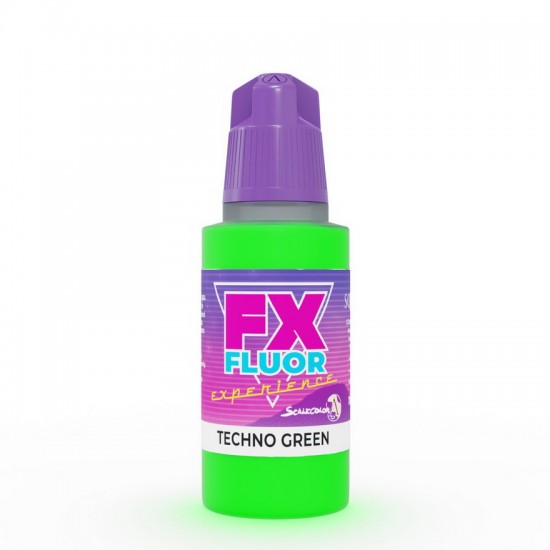 Acrylic Fluorescent Paint - Techno Green (17ml, Matt Finish)