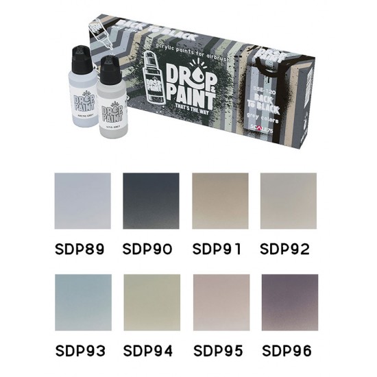 Drop & Paint Range Acrylic Colours Set - Back To Black (Each: 17ml, 8 Bottles)