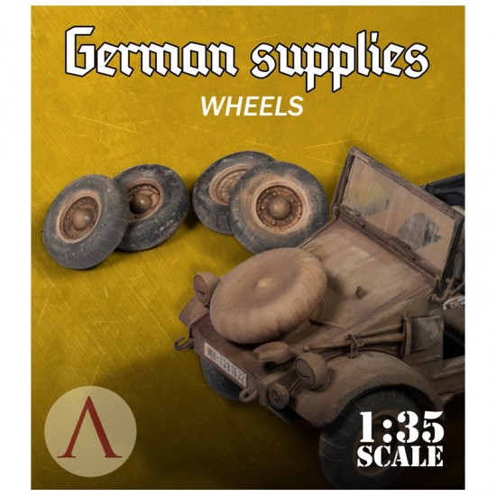 1/35 German Supplies - Wheels for Kubelwagen DAK (4 x balloon tires, 1 x spare wheel)