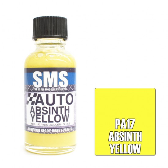 Acrylic Lacquer Paint - Auto Colour #Ansinth Yellow (30ml)