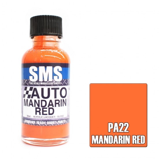 Acrylic Lacquer Paint - Auto Colour #Mandarin Red (30ml)