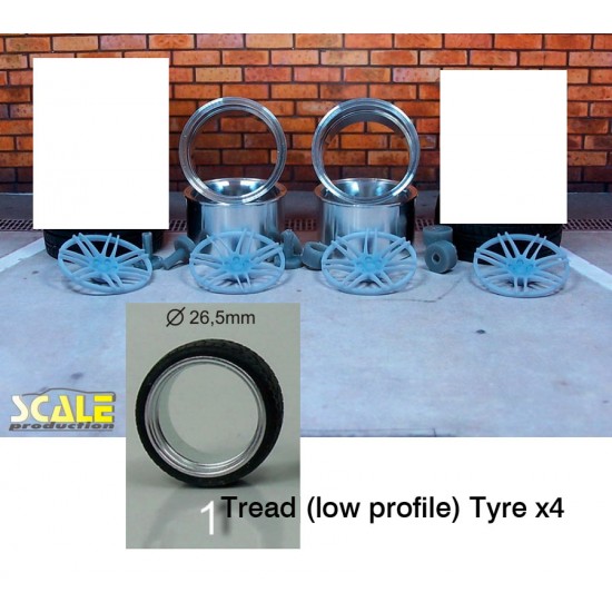 1/24 19" RS4 Wheels #1 with Tread (low profile) Tyres