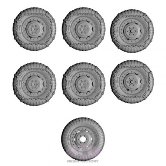 1/35 WWII US Army M8 Combat Wheel Tyres With Chain