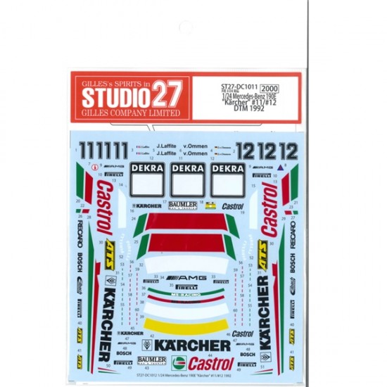 1/24 Mercedes-Benz 190E "Karcher" #11/#12 DTM 1992 Decals for Fujimi #125718 kit