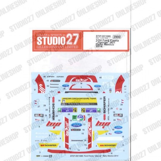 1/24 Fiesta 'Jipocar' #21 Rally Mexico 2014 Decal for Bel-003