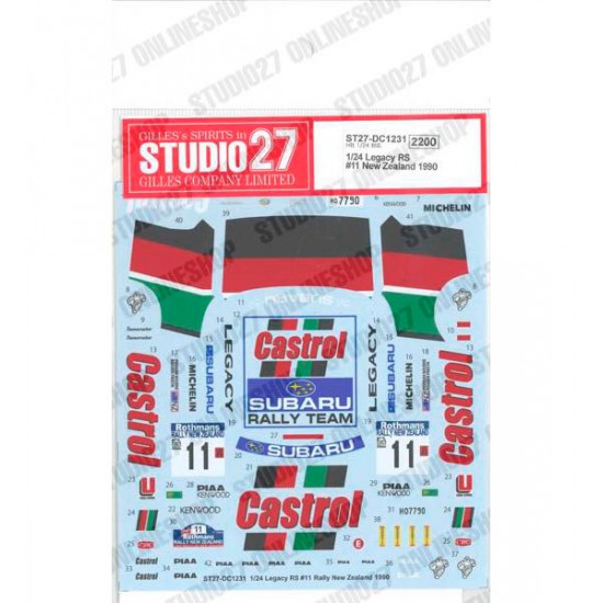 1/24 Legacy RS #11 New Zealand 1990 Decal for Hasegawa kits