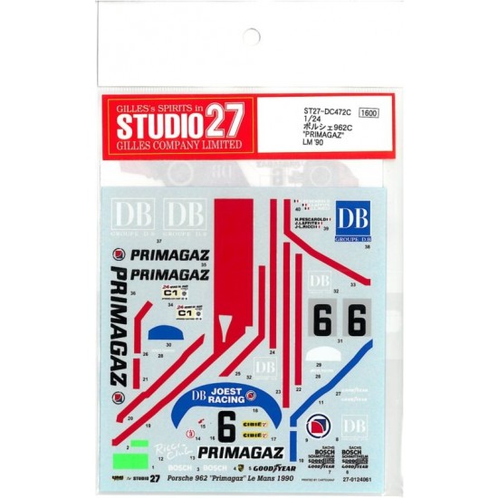 1/24 Porsche 962C "Primagaz" #6 1990 LM (LeMans) Decals