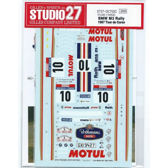 1/24 BMW M3 Rally Gr.A 1987 WRC Tour De Corse Decals