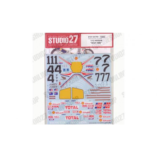 1/12 Honda NSR500 #1, 4, 7 WGP 1986 Decal for Tamiya kits